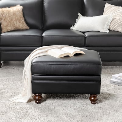 Irene Contemporary Genuine Leather Water Resistant Ottoman by HULALA HOME