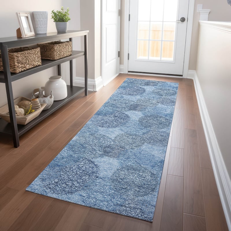 Machine Washable Indoor/ Outdoor Boho Sphere Chantille Rug
