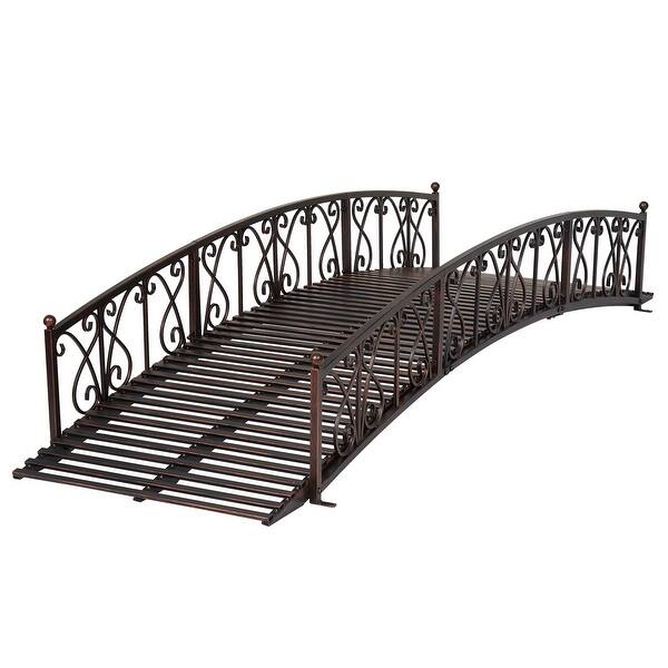 8 Ft Arched Metal Garden Bridge, Outdoor Decorative Decor Garden Arch ...