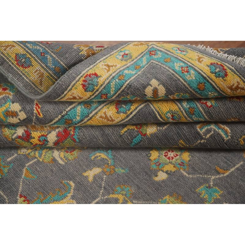 Gray Blue Floral Kazak Oriental Area Rug Handmade Wool Carpet - 6'8" x 9'7"