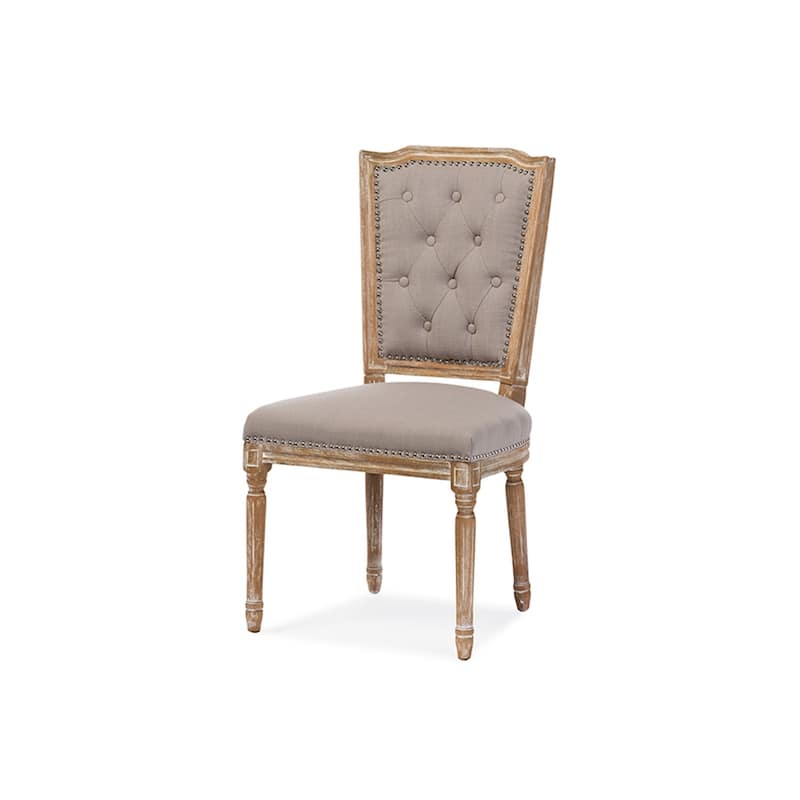 Antique Ambiance Chair - Solid Oak Frame, Studded Cushion, French Style Accent Chair, Living Room Decor - 38.2