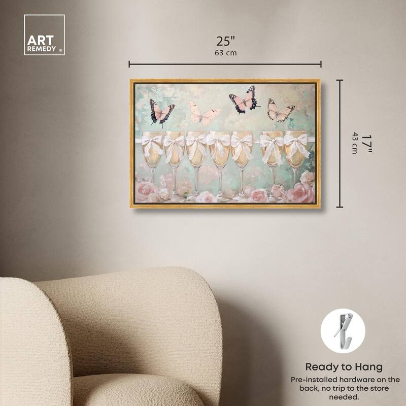 Champagne Mint and Pink Glass Canvas by Art Remedy