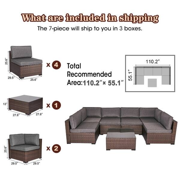 Shop Rumber 7 Piece Rattan Wicker Outdoor Sectional Sofa Conversation Set By Havenside Home On Sale Overstock 29063369 Melange Black1 7 Piece Sectional