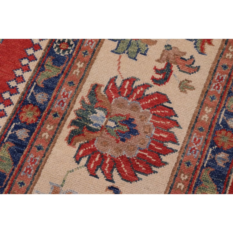 Tribal Kazak Isai Red/Beige Wool Rug - 10'2'' x 13'11''
