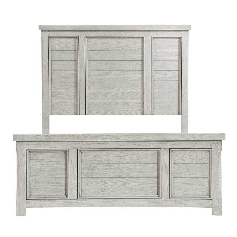 Classic Light Gray Finish 1pc Panel Bed Wooden Furniture