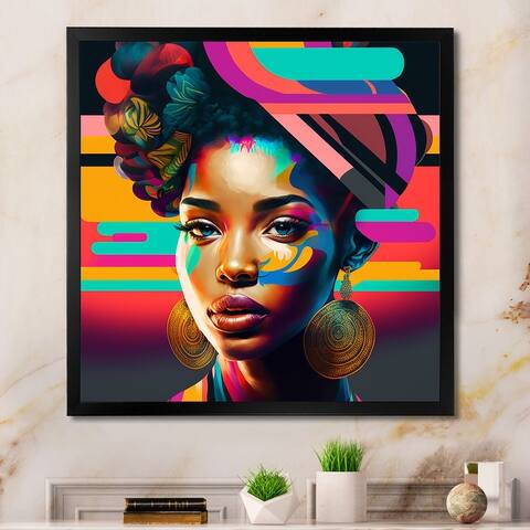 Designart "Colorful Hip Hop Street Art II" African American Framed Art Print
