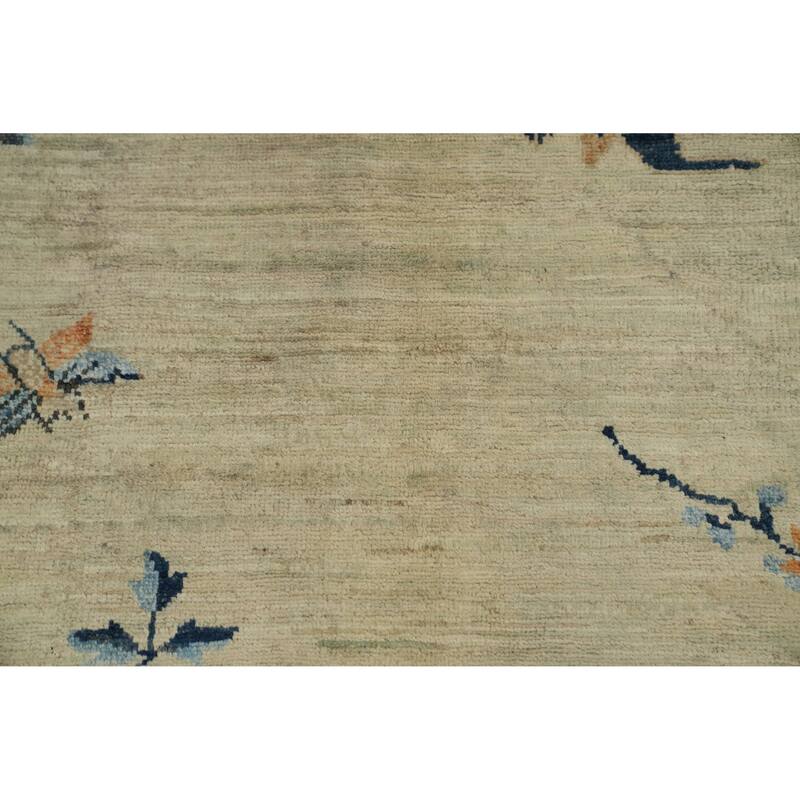 Hand Knotted Oriental 100% Wool Carpet Traditional Floral Green Ziegler Runner Rug - 23' 10'' X 4' 10''
