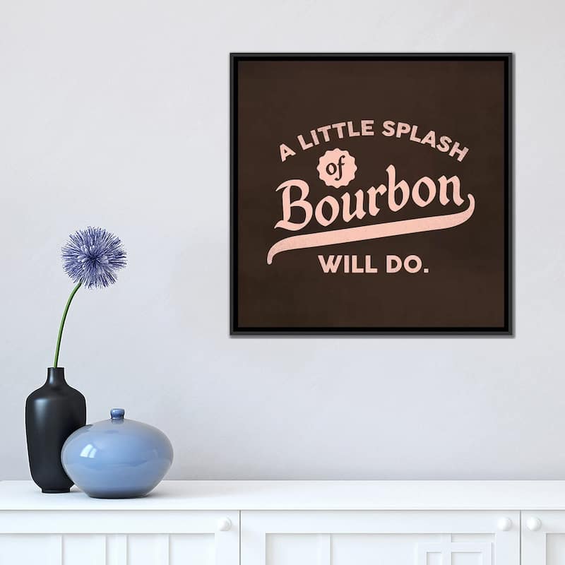 iCanvas "Bourbon Splash Lettering" by The Whiskey Ginger Framed Canvas Print