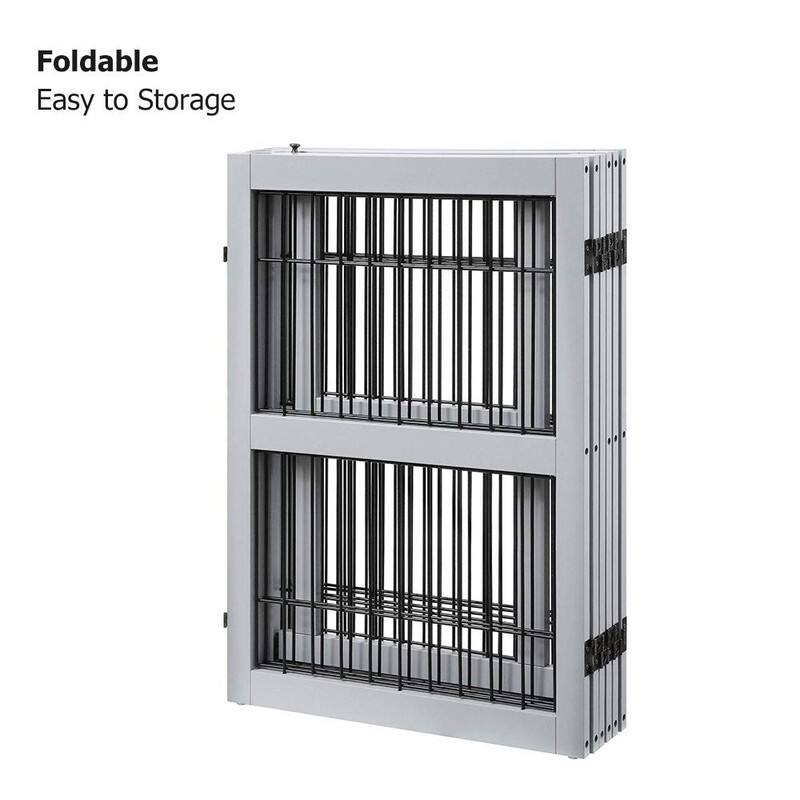 Unipaws Freestanding Wire Pet Gate with Door and 4 Support Feet