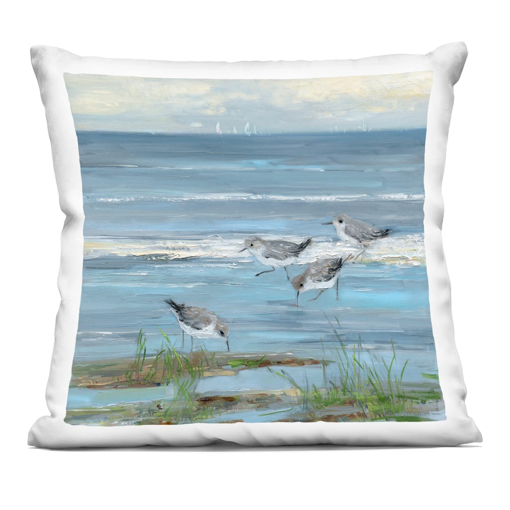 Stupell Stepping Sandpipers Grazing Decorative Printed Throw Pillow Design by Sally Swatland