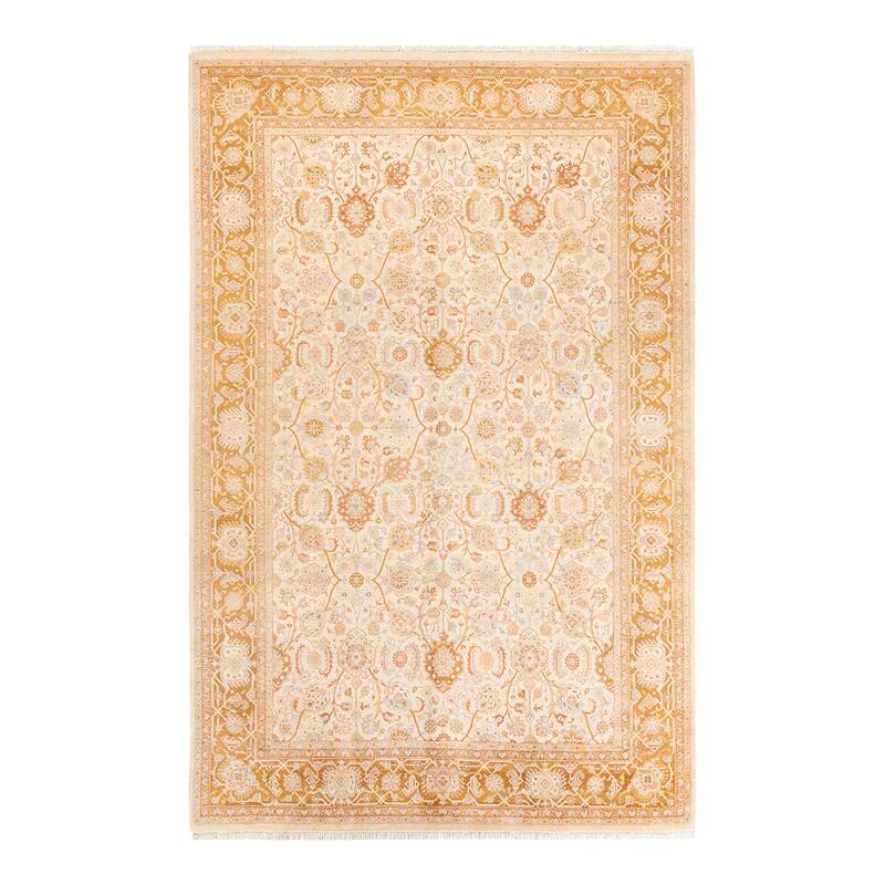 Overton Handknotted Wool Traditional Oriental Ivory Area Rug - 6' x 9' - Ivory - 6' x 9'