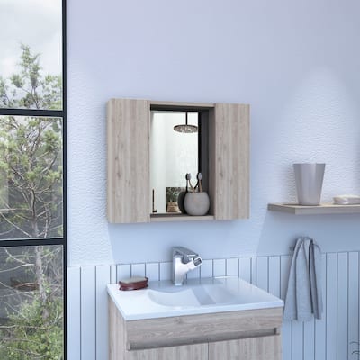 Wengue 1-Drawer Medicine Cabinet with Mirror, 7 Shelves, 2 Doors, Black Wengue Finish, Bathroom Storage Solution