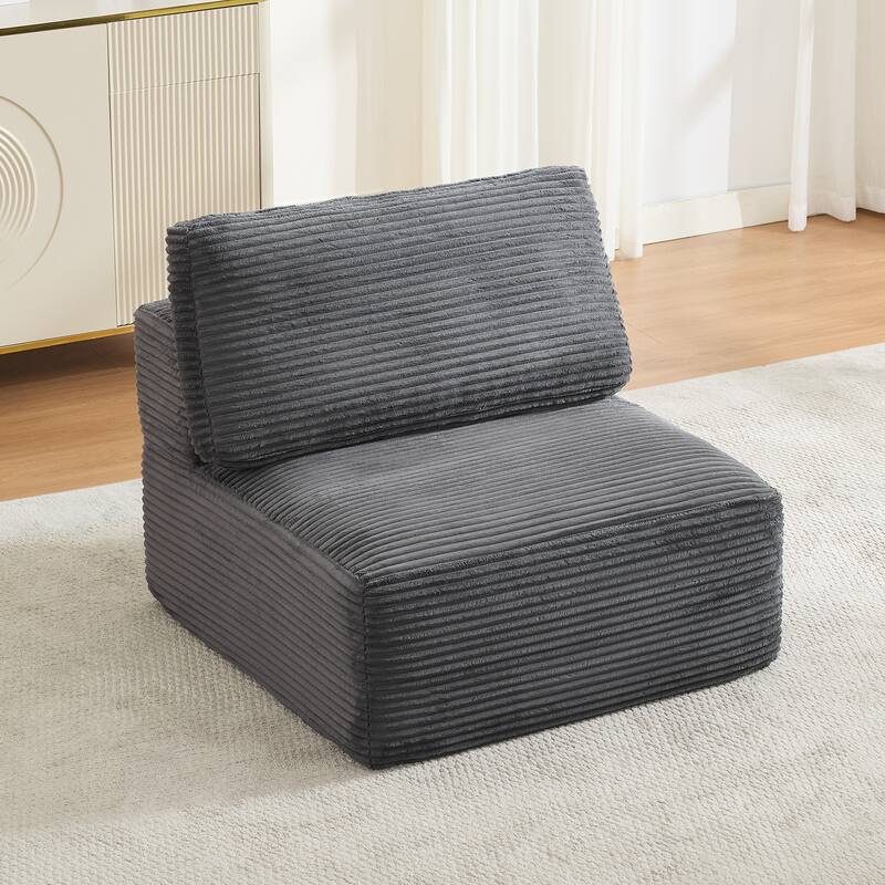 Convertible Corduroy Modular Sectional Sofa No Assembly Required