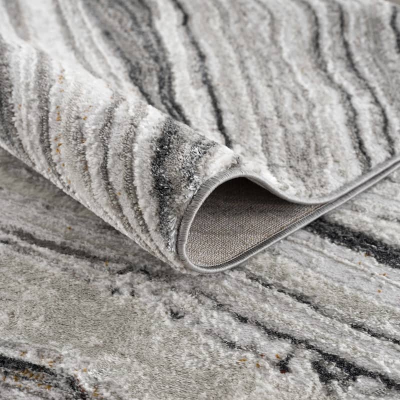 Hauteloom Liverpool Living Room, Bedroom Area Rug - Contemporary - Cream,Green - 7'10" x 10'
