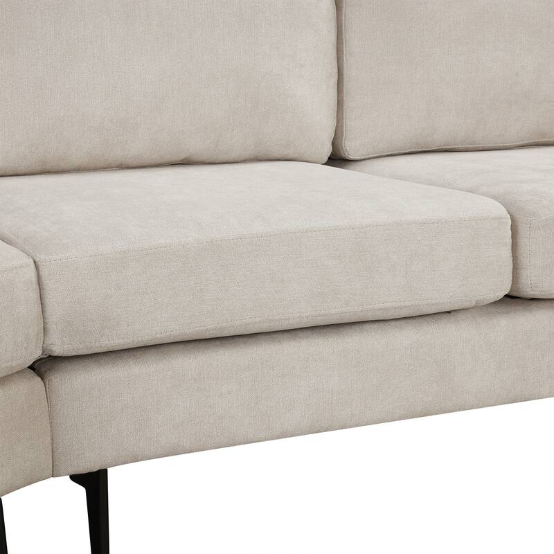 Upholstered 3-Seater Sofa Curved Sofa Couch With Two Printed Pillows