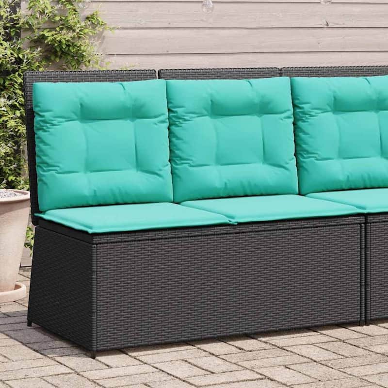 vidaXL Garden Bench with Cushion Brown Poly rattan - 26 x 43 x 37