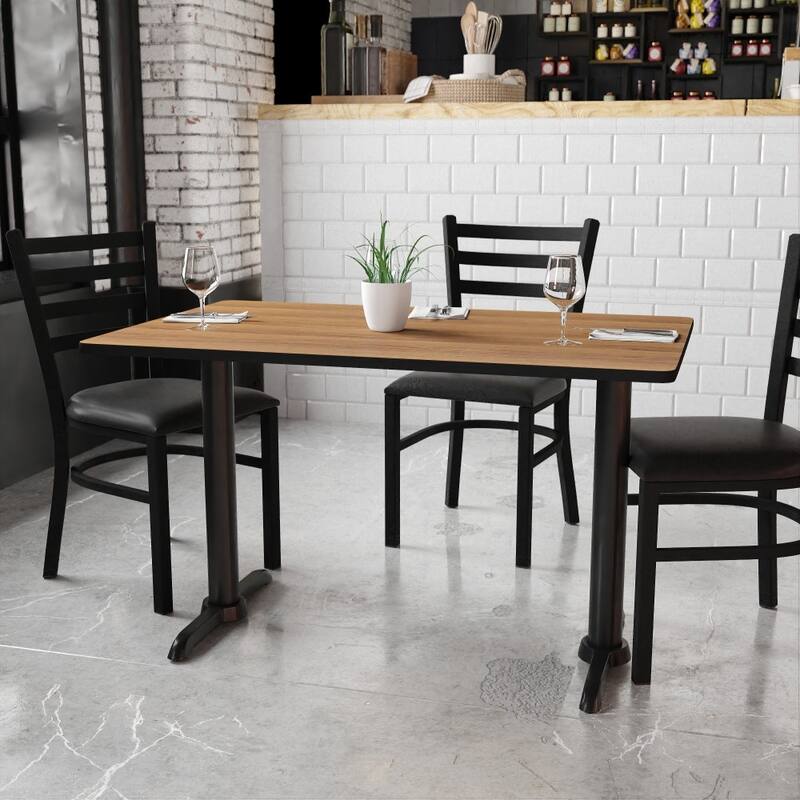 30'' x 48'' Rectangular Laminate Table Top with 5'' x 22'' Table Height Bases - 30"W x 48"D x 31.125"H - 30"W x 48"D x 31.125"H - Walnut