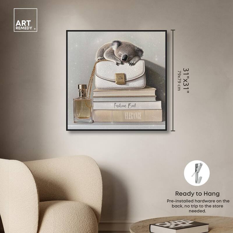 Koala on Fashion Books Canvas by Art Remedy