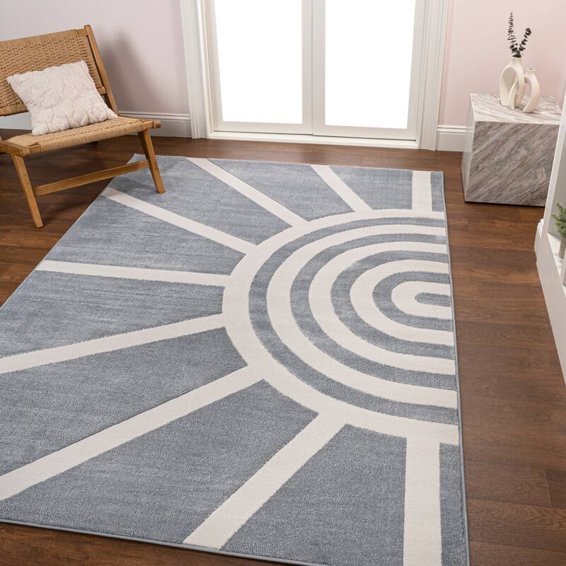 JONATHAN Y Alcina MidCentury Scandinavian Abstract Sun Two-Tone High-Low Area Rug