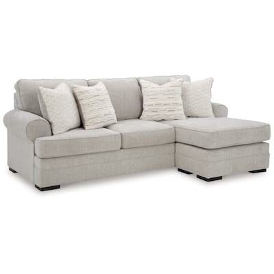 Shelyn Sofa Chaise with 4 Accent Pillows, Sand Gray Polyester 97 Inch