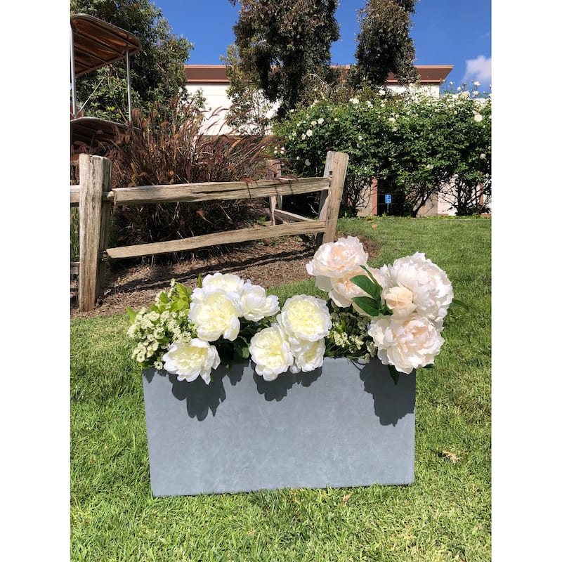 Durx-litecrete Lightweight Concrete Modern Long Cement Color Low Planter-Small - 23.2'x11.8'x12'