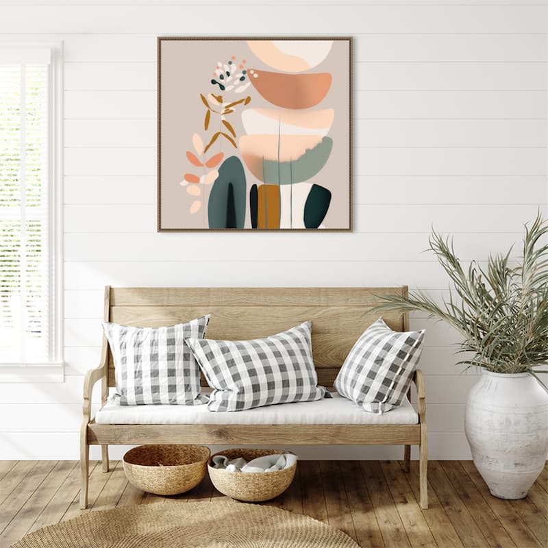 Balancing Shapes by Bella Eve Framed Canvas Wall Art Print - Sylvie Beaded Gold