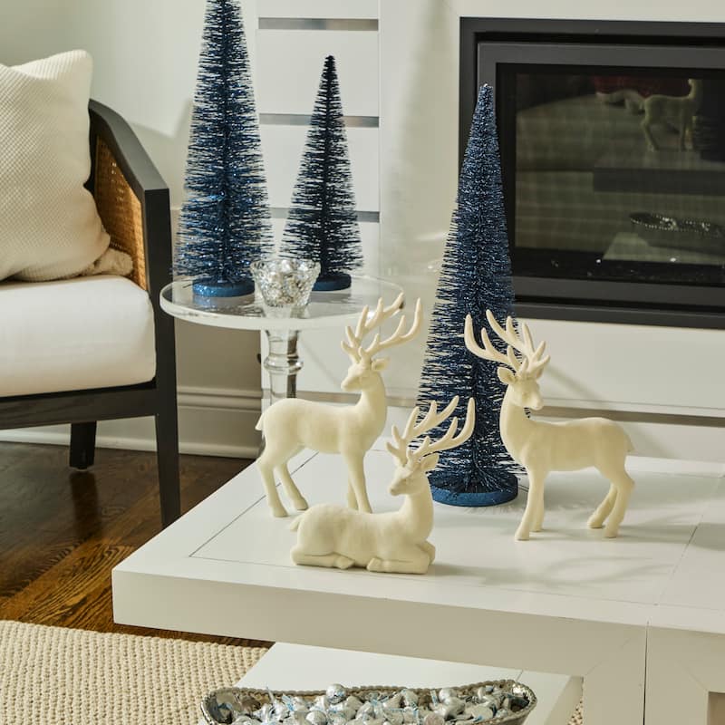 5-9.5" Resin Flocked Deer Set of 3