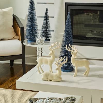 5-9.5" Resin Flocked Deer Set of 3