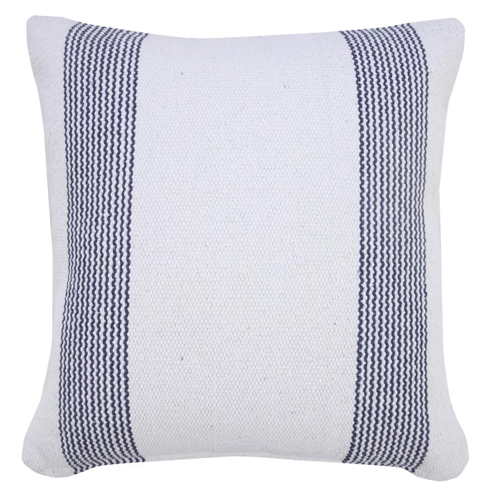 HomeRoots 20" X 20" Pale Blue And White 100% Cotton Geometric Zippered Pillow