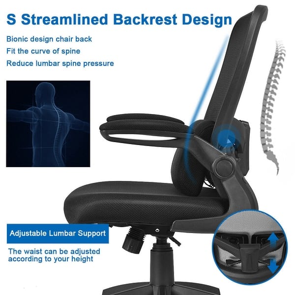 Shop Ergonomic Desk Chair With Massage Lumbar Pillow Black
