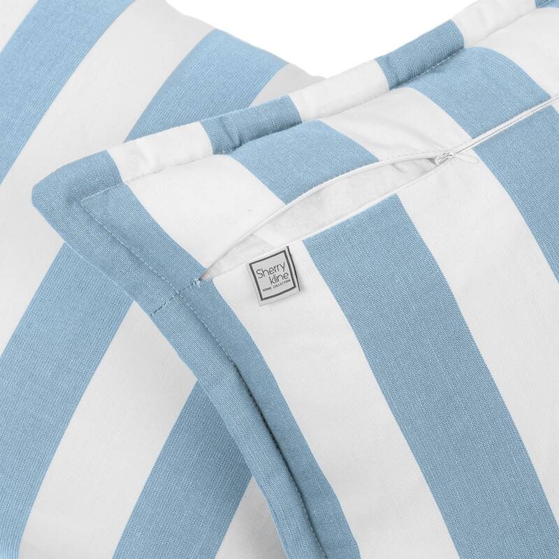 Sherry Kline Indoor/Outdoor Cabana Stripe 20" Flanged Filled Pillow Set of 2