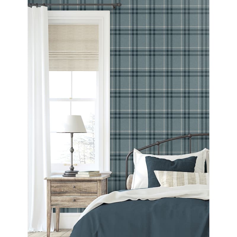 Seabrook Designs Calverlay Plaid Prepasted Wallpaper