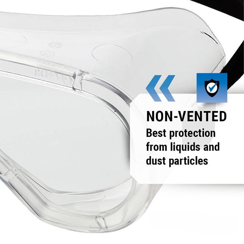 Non Vented Anti-Fog/Anti-Splash Safety Goggles - 2 Pack