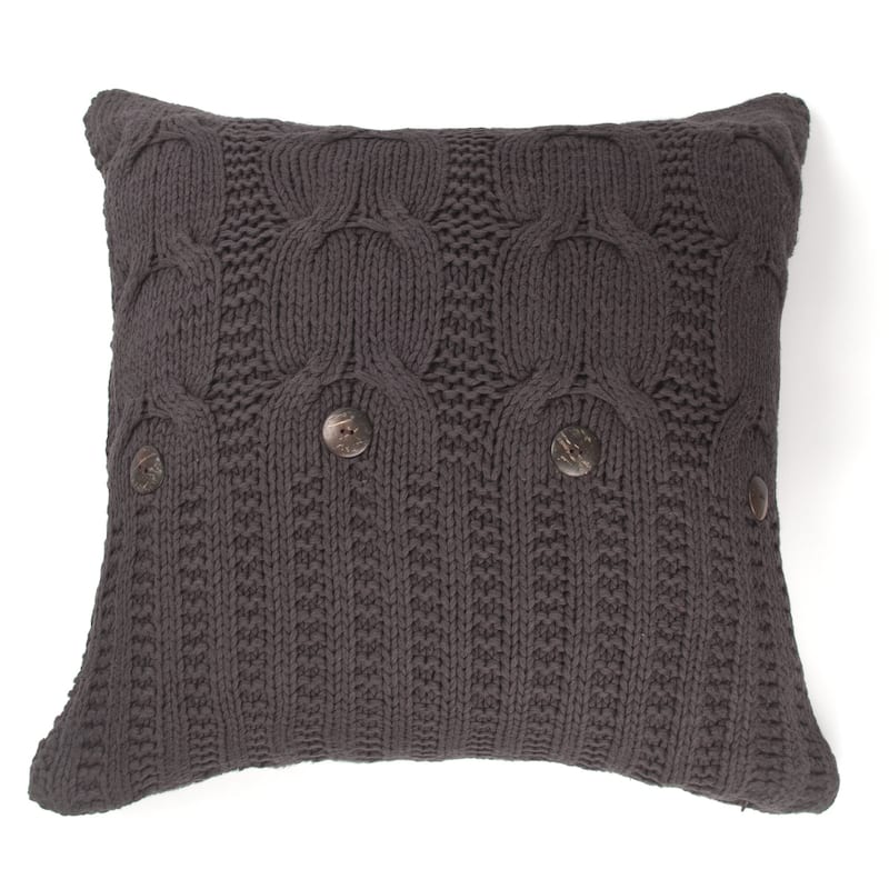 Chima Cable Knit Cotton Throw Pillow - 20x20 - Steel Grey