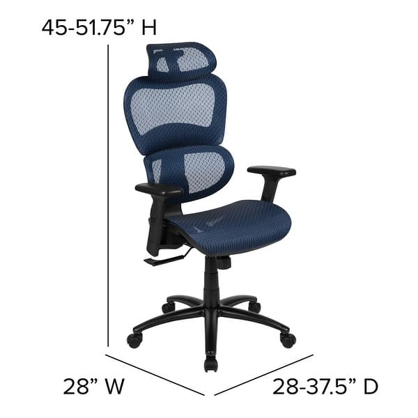 dimension image slide 2 of 3, Ergonomic Mesh Office Chair with Synchro-Tilt, Headrest, Adjustable Pivot Arms