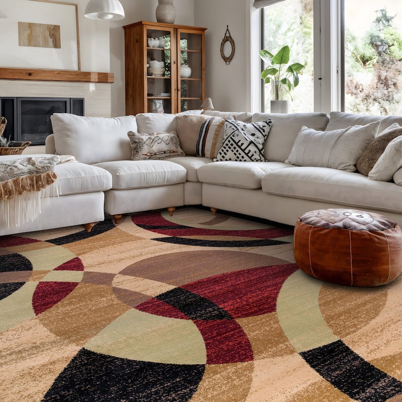 World Rug Gallery Geometric Circles Area Rug
