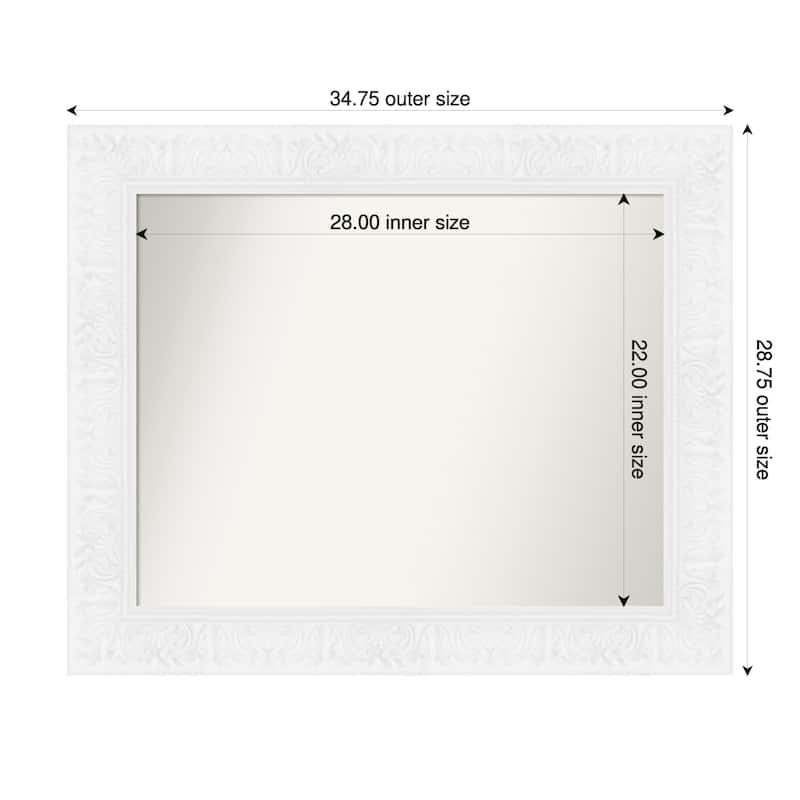 Luxe Non-Beveled Framed Bathroom Vanity Wall Mirror - 35 x 29 in - Luxe White