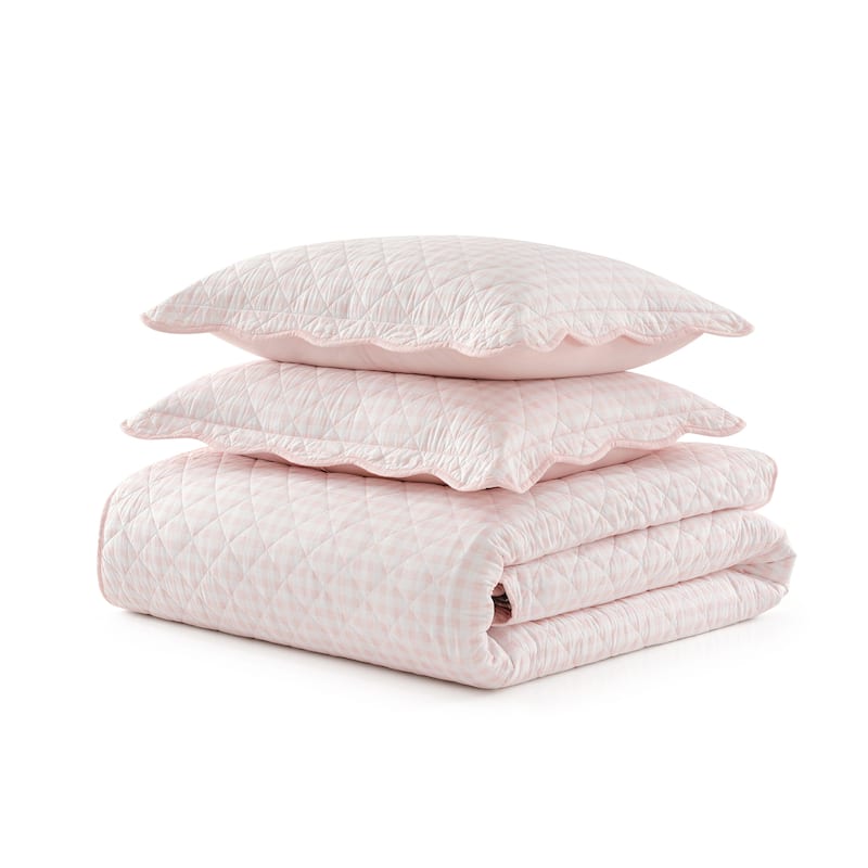 Martha Stewart Olivia Gingham Cotton Reversible Quilt Set