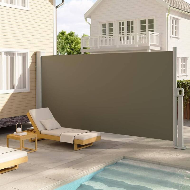 71 in x138 in Retractable Side Awning, Privacy Screen Protection Awning for Patio, Balcony and Pools - N/A - Grey