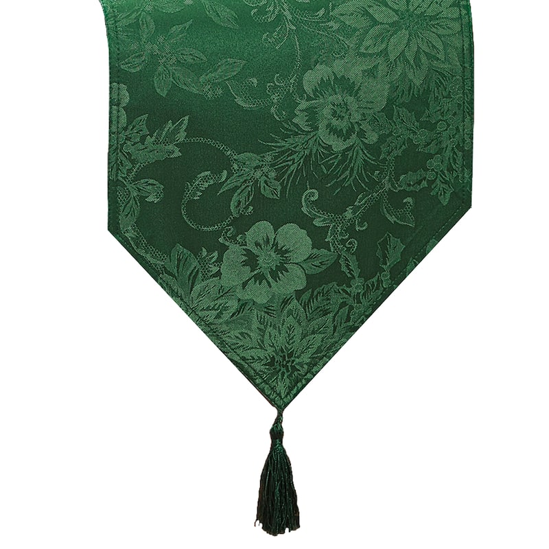 Poinsettia Elegance Jacquard Holiday Table Runner - 13"x70"