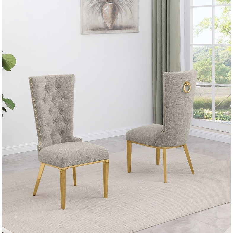 Best Quality Furniture 19" Side Chairs Stainless Steel Boucle Fabric