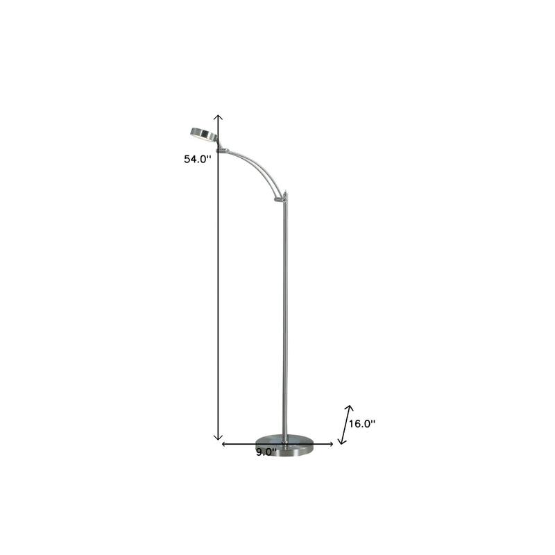 54" Silver Adjustable LED Task Floor Lamp With Silver - 9" x 16" x 54"