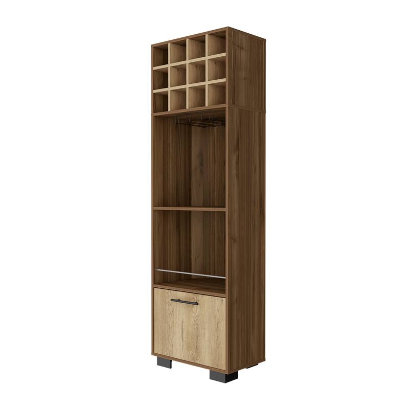 Jackson 12-Bottle 2-Shelf 1-Drawer Bar Cabinet Mahagony and Macadamia