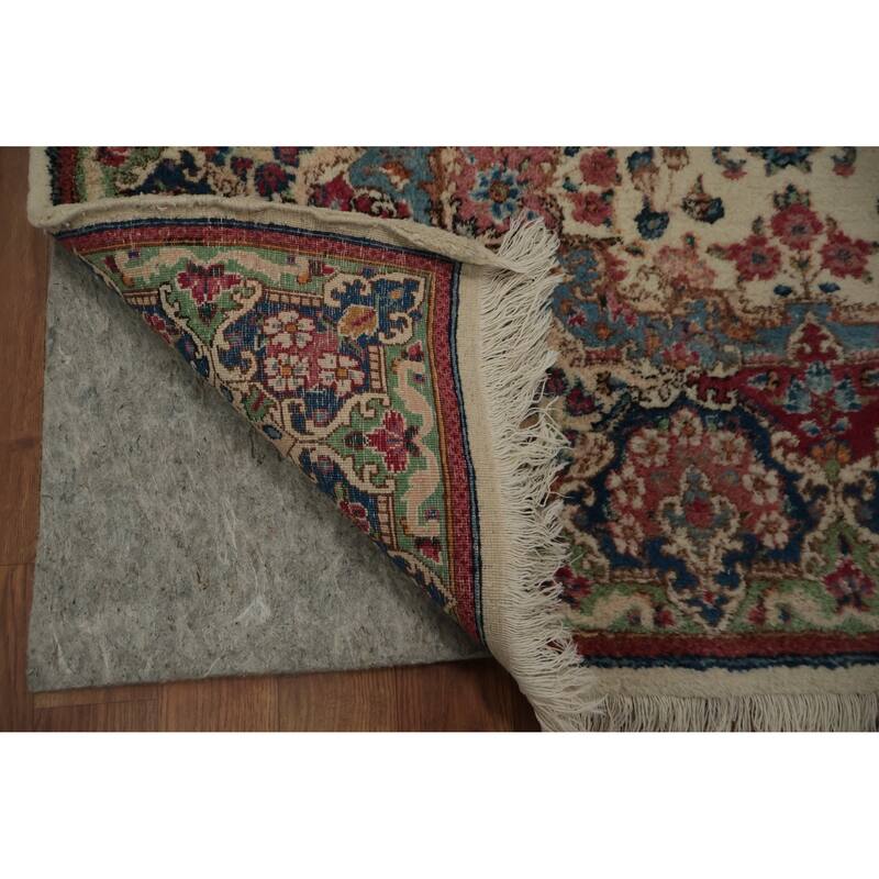 Hand Knotted Oriental 100% Wool Carpet Traditional Floral Beige & Ivories Kerman Area Rug - 7' 1'' X 4' 0''