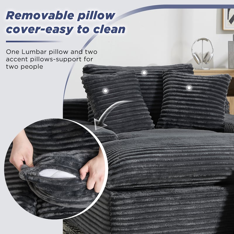 67" Upholstered Chaise Lounge Chair Sleeper Sofa Bed with Pillows, No Assembly Required