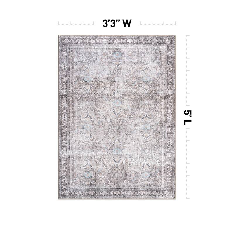 World Rug Gallery Vintage Inspired Machine Washable Non Slip Area Rug