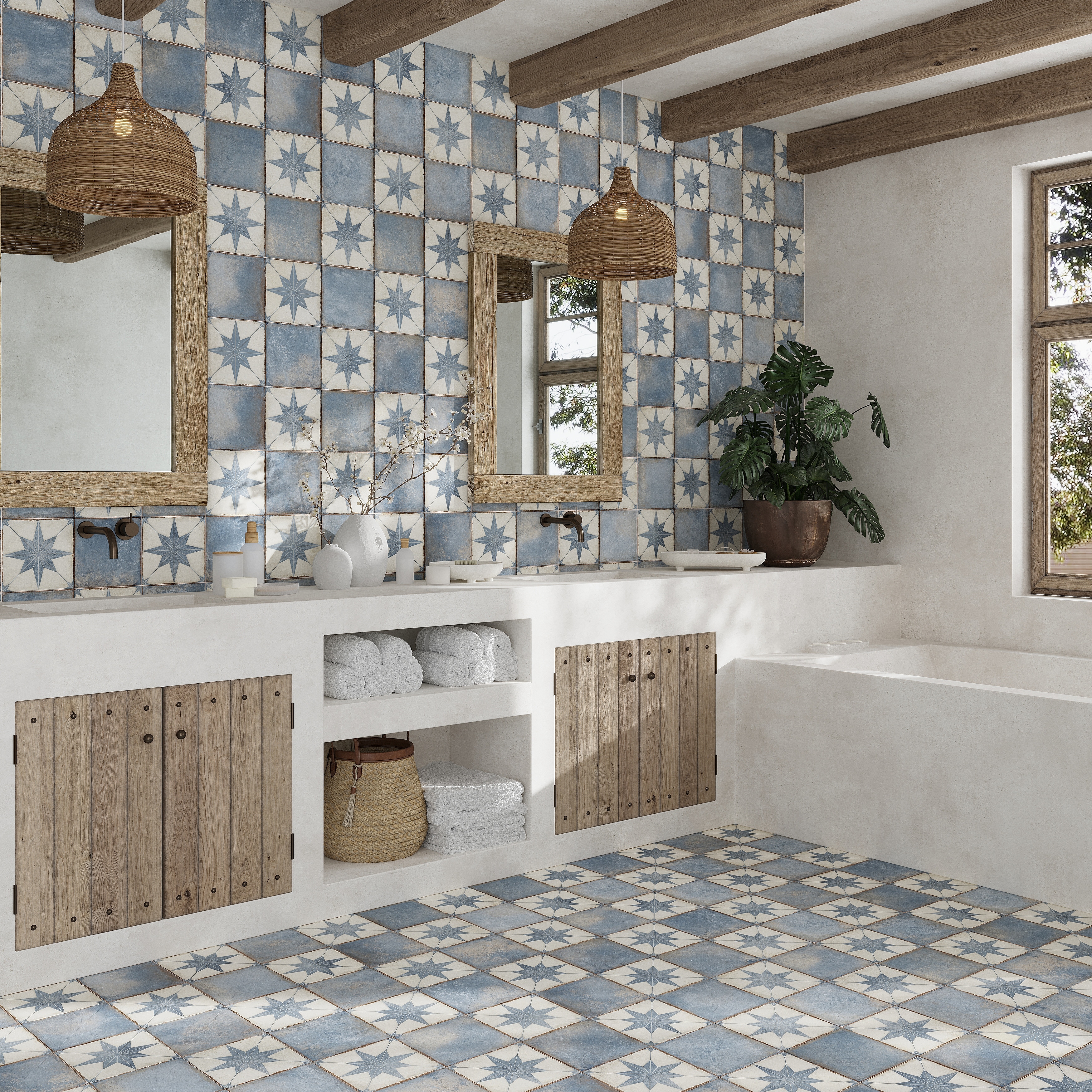 Faenza 8x8 White Weathered Slate Porcelain Square Motif Wall and Floor Tile (6.46 sq ft/case) - 15 Pack