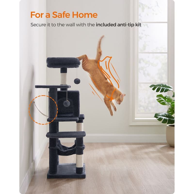 Plush Multi-Level Cat Tree with Sisal-Covered Scratching Posts and Cozy Hideouts for Indoor Cats