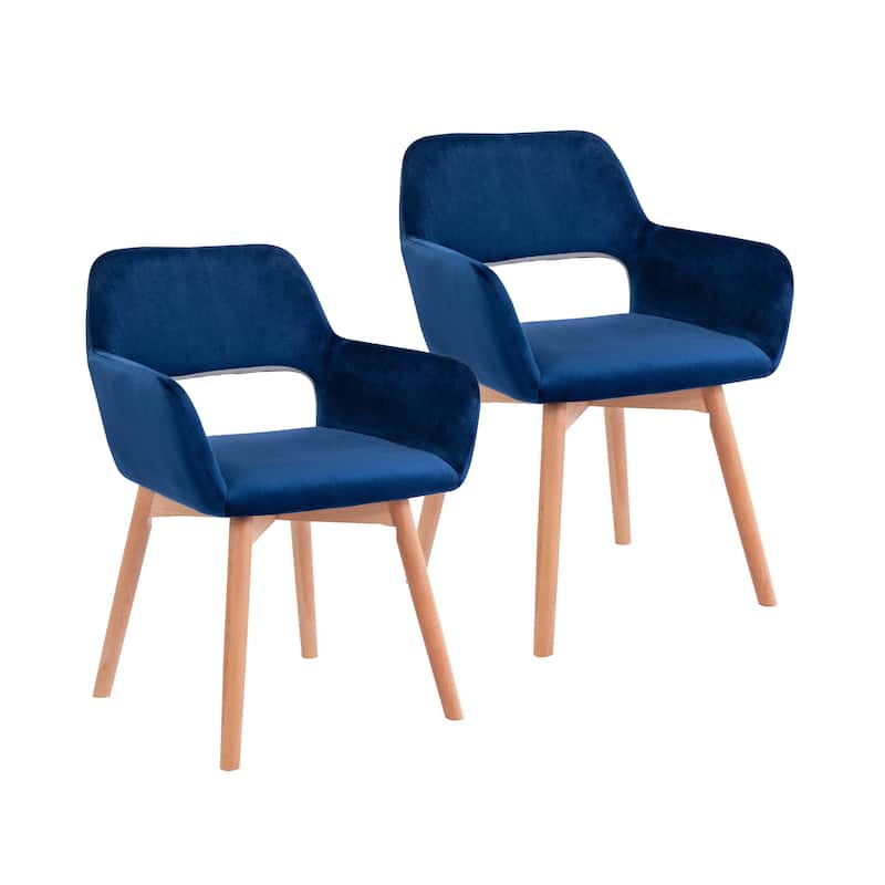 Porthos Home Diana Velvet/ Beech Wood Dining Chairs (Set of 2) - Blue