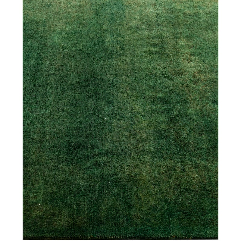 Overdyed One-of-a-Kind Hand-Knotted Runner Rug - Green - 2' 9" x 4' 3"
